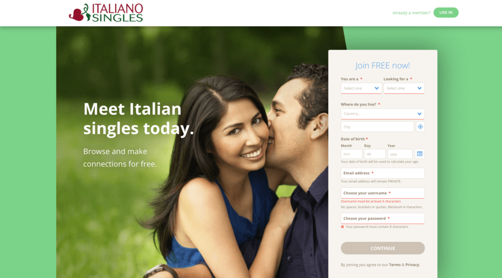 ItalianoSingles registration